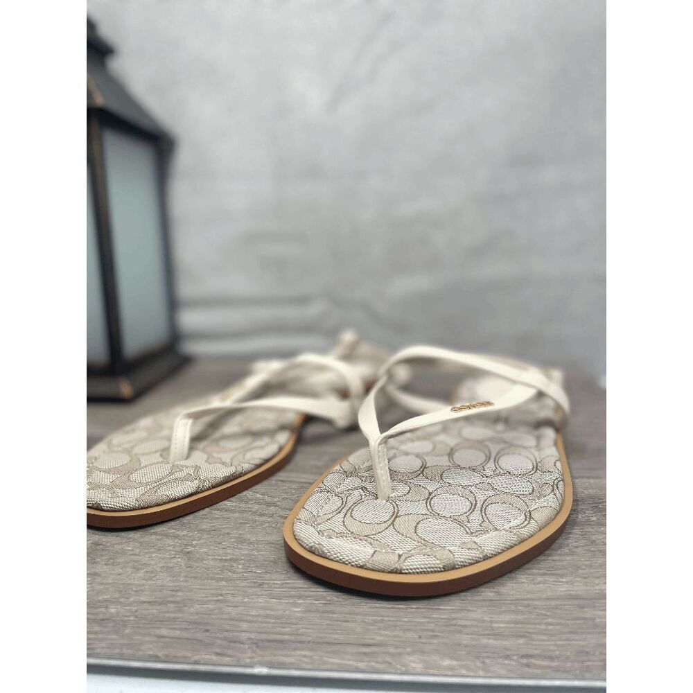 Coach Women's Josie Leather Sandals - Chalk/Stone 10B - Picture 2 of 13